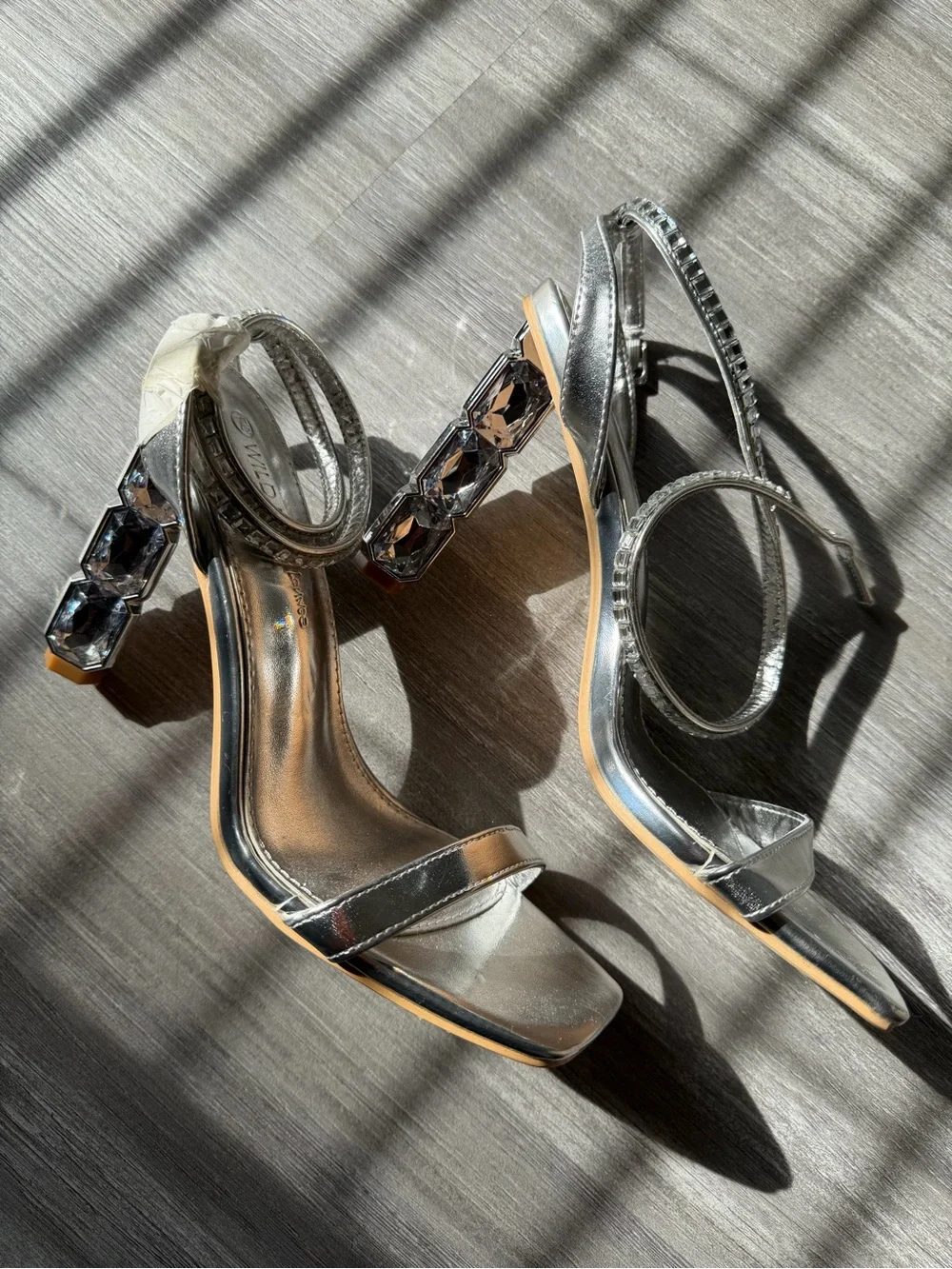 Metallic Silver Strappy Heels